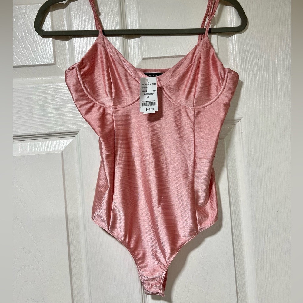 Boutique Pink Metallic Bodysuit - Ladies M